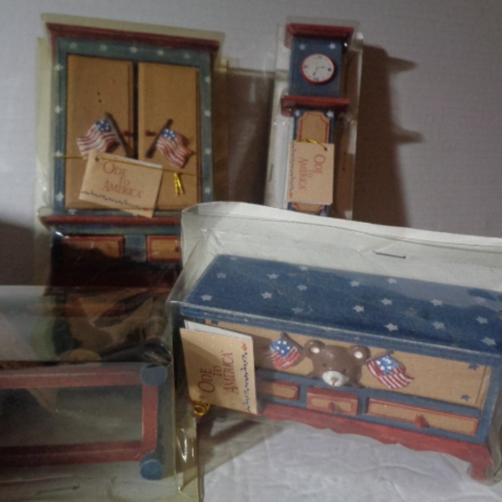 Ode To America, Mini Wooden Furniture By RUSS, Lot Of Four, New Sealed - Picture 7 of 7